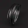 Comercio Exterior Más Vendido Pulsera Magnética de Cuerda de Cuero Tejida a Mano Estilo Retro Europeo y Americano Pulsera Joyería para Hombre Multicapa de Cuero PU