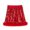 Ropa infantil transfronteriza: media falda de lentejuelas iridiscentes y plumas, nueva colección otoño 2026, falda corta navideña para actuación infantil Amazon