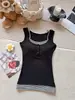 6336# Regata Listrada Falsa de Duas Peças para Mulheres, Sem Mangas, Emagrecedora, Roupa Externa/Interna com Bojos Embutidos
