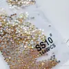 Accesorios para Uñas con Diamantes Redondos Pequeños de Fondo Plano Color Champagne, Diamantes Redondos Fantasma Dorados Ultrabrillantes, Decoraciones de Uñas de Pedrería de Vidrio al por Mayor