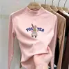 Camiseta linda y casual de manga larga para niñas, nueva colección otoño/invierno 2026, hecha de tela polar suave, estilo pullover con cuello semialto