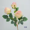 Rosa Torre de 3 cabezas rama única rosa artificial flor de seda decoración pared de flores salón de bodas arreglo floral guía de camino exhibición entrada sala de estar