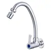 Grifo de Cocina Monomando de Agua Fría Montado en Pared de Cobre Puro, Grifo para Fregadero de 4 Puntos para Lavar Verduras, Lavabo de Balcón, Uso Doméstico, Entrada Lateral Giratoria