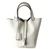 Bolso de Cuero Genuino para Mujer Bolso Cubo Pequeño Multitud Gran Capacidad Sentido Avanzado Piel de Vaca Capa Superior Bolso de Mano Bolso Bolso Cesta de Verduras Cuero Genuino para Mujer