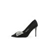 9888H-124 salto alto feminino com strass e salto agulha bico fino boca rasa sapatos profissionais para trabalho sapatos femininos