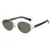 Gafas de Sol Retro de Moda para Mujer, Lentes Metálicos Ovalados Estilo Old Money, Gafas de Sol de Nailon con Protección UV para Hombre Estilo Europeo y Americano