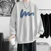 Estilo Coreano Holgado Creativo Estampado Cuello Redondo Sudadera Casual Tendencia Estilo Hong Kong Sudadera Forrada de Felpa Versátil Otoño e Invierno Nuevo
