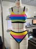 Traje de baño de talla grande para mujer europea y americana, traje de baño dividido triangular estampado, sexy, adelgazante, nuevo 2024