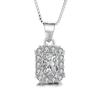 Pingente quadrado geométrico de diamante em prata esterlina S925, joia feminina de temperamento da moda coreana, venda direta da fábrica