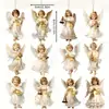 Decoração de Natal Victoriana de Madeira com Anjos - Conjunto de 12 Peças - Decoração Tradicional para Janela de Casa