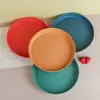 Plato de Frutas de Trigo Organizador Simple de Escritorio Estante Giratorio de Almacenamiento para Condimentos de Cocina Bandeja de Frutas Alto Valor Estético Ins Al por Mayor