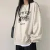 Sudadera holgada estilo coreano para mujer, adecuada para primavera, otoño e invierno, suéter casual de cuello redondo, fina y con forro polar, con un lindo diseño de gato de dibujos animados