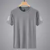 Camiseta de Malla Hielo Seda Hombre Cuello Redondo Secado Rápido Manga Corta Delgada Transpirable Media Manga Talla Grande Superior Hombre Deportivo Holgado Moderno