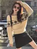 Suéter de punto Fair Isle estilo francés sin hombros para mujer, nuevo modelo otoño/invierno 2026, de alta gama, top suave y grueso para usar como prenda exterior