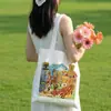 Bolsa de Lona com Ilustração de Cidade, Bolsa Tote de Lona Chinesa Excepcional, Bolsa de Compras Ecológica Personalizada de Grande Capacidade, Bolsa de Pano para Check-In de Atrações Turísticas