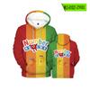 Blocos de construção digitais 3D impressão digital a cores Loose Hooded Sweater Primavera e Outono Roupas com capuz solto Adulto Hoodie