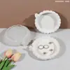 Molde de Resina DIY Conejo Bandeja Redonda Plato de Almacenamiento Rayado Plato Adorno de Yeso Molde de Silicona de Resina