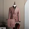 Conjunto de traje de alta gama, traje de punto de doble botonadura casual de negocios, traje de boda, atuendo formal, atuendo premium para novio