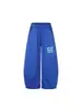 Calça jeans larga casual estilo retrô americano com patches de letras para mulheres, calça longa atlética reta solta e fluida estilo high-street