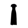 Vestido Preto de Manga Curta Estilo Francês para Mulheres, Estilo Outono, Ajustado ao Corpo, Cinto na Cintura, Deslumbrante Vestido Longo que Molda o Quadril