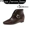 Botines cuadrados de cuero genuino de 5 cm de altura para mujer, Chelsea de corte en V adelgazantes, botines de moda ajustados