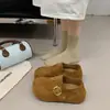 Mules de mujer sin cordones de caña baja con suelas gruesas, aumento interno de altura, estilo cómodo, modelo 2026, suela suave para uso exterior, color camel