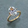 Venda quente transfronteiriça SHEIN Europa e Estados Unidos anel de zircônia oval grande de quatro garras anel feminino simples de temperamento de luxo leve atacado