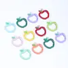 Llavero de Cuentas con Cierre de Resorte de Manzana Colorida Pintada, Llavero Hecho a Mano con Goteo de Aceite, Anillo de Resorte Abierto DIY, Joyería al por Mayor en Stock