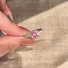 Anel de prata com banho de ouro real, oval com diamante rosa, popular no Xiaohongshu, para mulheres, luxo leve, versátil, joia de alta qualidade, disponível para dropshipping