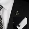 Manillas de Metal Cobre Personalizadas Negro Oro Rosa Flor Manillas Traje Camisa Ramillete Set Gemelos Franceses