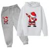 Transfronterizo 2025 Nueva Primavera y Otoño Nuevo Santa Claus Niños y Niñas Sudaderas con Capucha y Pantalones Deportivos de Dibujos Animados de Manga Larga Moderno