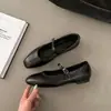 Cross2026 Otoño Nuevo Zapatos Mary Jane de Punta Cuadrada Bajos Tacón Plano Suela Plana Suela Suave Zapatos Individuales Correa Única Correa con Hebilla Zapatos para Mujer