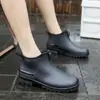Botas de Chuva Novas Femininas com Forro de Lã Transfronteiriças Sapatos Impermeáveis para Exterior de Casal Botas de Borracha de Cano Curto Masculinas Galochas Leves