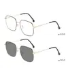 Gafas de protección ocular para hombre y mujer, marco grande, cambio de color, filtro de luz azul, lente plana, caja, estilo retro, protección UV, personalización de procesamiento