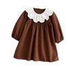 Novo Vestido de Menina Outono Bebê Estilo Coreano Manga Longa Gola de Renda Floral Vestido Princesa Roupa de Engatinhar para Bebê