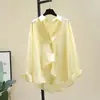 Camisa Fina de Algodão Tencel Vermelha Proteção Solar Primavera/Verão Novo Estilo Coreano Simples Versátil Manga Longa Top para Dança Moderna