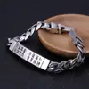 Atacado joias de moda em prata de lei 925 pulseira masculina de estudante em prata tailandesa personalizada corrente de prata com o clássico mantra budista de seis palavras