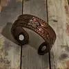 Conjunto de Pulseira e Anel Magnéticos Mais Vendidos Transfronteiriços, Pulseira Magnética com Design de Flor, Joia Unissex Estilo Retrô Escovado de Cobre Vermelho Antigo