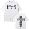 Camiseta con estampado de gira del álbum LUX2026 de Rosalía Unisex Retro Hip Hop Manga Corta Casual Alta Calidad