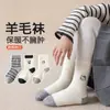 Calcetines Gruesos Cálidos Estilo Coreano para Otoño e Invierno para Niños y Niñas, Calcetines de Lana Bordados, Calcetines de Media Caña con Bordado de Cachorro de Dibujos Animados al por Mayor