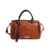2026 Nova Moda Retro Bolsa de Mão Grande Capacidade Couro Macio Bolsa Boston Almofada com Pingente de Franja Bolsa Feminina