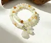 Pulsera de doble anillo de piedra de uva natural 5A y cristal blanco, moda pequeña fresca para verano, joyería de mano para chica, venta al por mayor