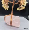 Adorno artesanal de árbol de cristal rosa en bruto, árbol creativo de cristal para decoración de escritorio en casa y oficina, cristal amarillo