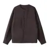 Yidao Vintage Otoño 2026 Nueva Llegada Retro Japonés Simple Color Sólido Diseño de Doble Bolsillo Color Sólido Chaqueta Holgada Hombre