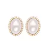 Rueda de la Fortuna Retro Diamante Super Brillante Perla Ovalada Pendientes para Mujer Lujo Ligero Nicho Pendientes Románticos Franceses Pendientes Exquisitos