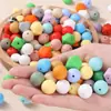 Cuentas de Silicona de 15 mm, Redondas para Pulsera de Abalorios DIY, Llavero, Accesorios para Joyería, Cuentas Sueltas al por Mayor en Stock
