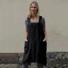 2023 fornecimento transfronteiriço ebay avental feminino de algodão e linho circunferência longa roupa de casa vestido longo solto vendas diretas da fábrica