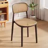 Taburete de Plástico Grueso Casual Apilable para el Hogar, Silla de Comedor Exterior Nueva Tejida con Respaldo de Mimbre Artificial