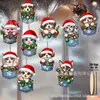 Conjunto de 10 Peças Plano 2D de Gato e Cachorro de Bolso de Natal Decorações de Árvore de Natal Estilo Clássico de Madeira Penduráveis