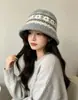 Sombrero de Pescador Tejido Retro Fair Isle Otoño Invierno para Mujer, Adelgazante, Cálido, de Lana, Sombrero Cubo Versátil con Atmósfera